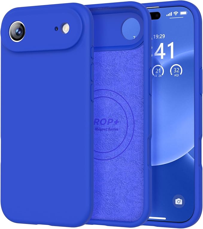 Vooii Magnetic Compatible with iPhone Air Case (Compatible with Magsafe) (Upgraded Camera Protection) Liquid Silicone Shockproof Full Body Protective Phone Cover for Women Men, Klein Blue, 6.5"