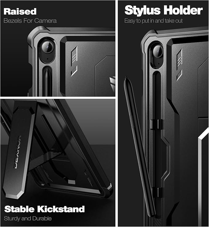 Dexnor Case for Samsung Galaxy Tab S10 Lite /S10 FE/S9 FE 10.9 Inch(2025/2023), [Built in Screen Protector&Kickstand] with Pen Holder Heavy Duty Full Body Cover for S9 FE 5G Tablet Case - Black