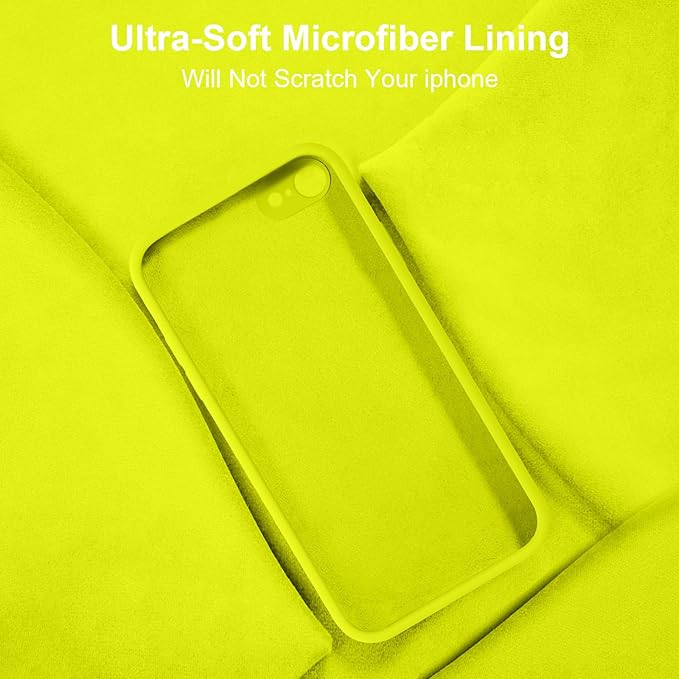 Vooii for iPhone SE Case 2022/3rd/2020,iPhone 8/7 Case, Upgraded Liquid Silicone with [Flat Edges] [Camera Protection] [Soft Anti-Scratch Microfiber Lining] Phone Case for iPhone SE - Neon Lemon