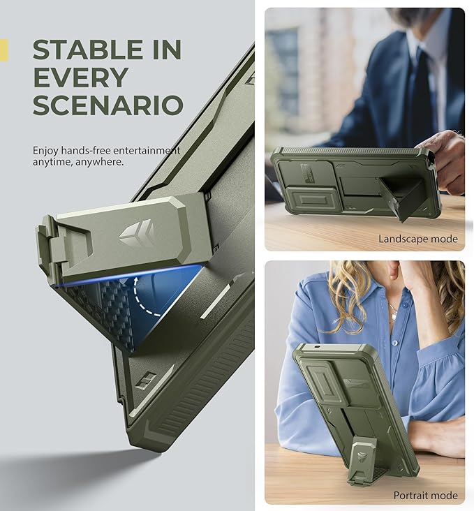 Dexnor for Samsung Galaxy S25 Ultra Case with Built-in Slide Camera Cover & Screen Protector & Kickstand, Heavy-Duty Shockproof Rugged Case Full-Body Bumper Cover for Galaxy S25 Ultra(2025),Army Green