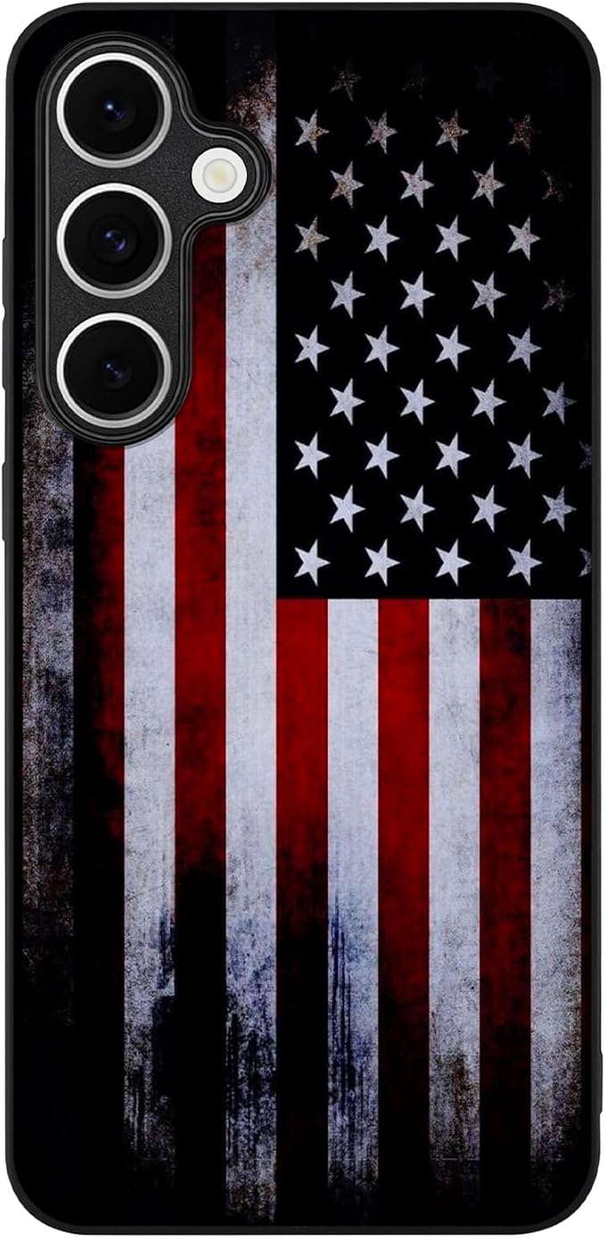 Compatible with Samsung Galaxy S24 Fe Case American Flag Pattern Military-Grade Drop Protection Non-Slip Sides Anti-Scratch Back Shockproof Lightweight Slim Case for Samsung Galaxy S24 Fe