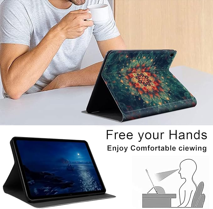 Case for Samsung Galaxy Tab A9+/A9 Plus 11” 2023 Model (SM-X210/X216/X218), Slim PU Leather Stand Cover with Auto Wake/Sleep, Multi-Angle Viewing & Shockproof, Mandala