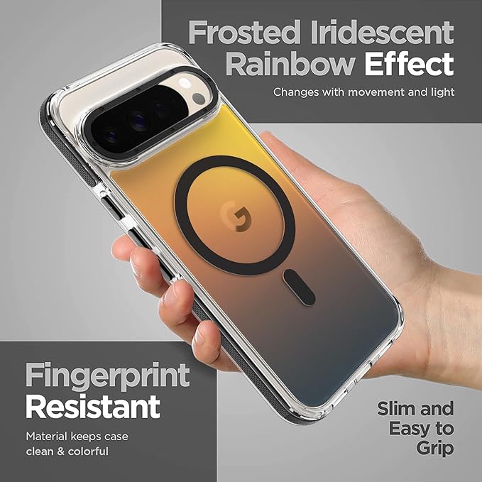 MOWIME Magnetic Case for Google Pixel 10 Pro XL [Compatible with Magsafe] [Cute Fashion Fluorescent Design] Shockproof Slim Translucent Matte Case for Pixel 10 Pro XL 6.8", Black