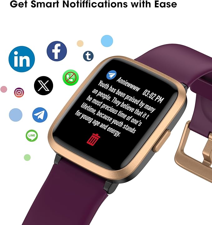 Fitness Tracker Watch with Heart Rate Monitor, Large Screen Activity Tracker with Pedometer, Sleep Monitor, Calories & Step Counter, 5ATM Waterproof Smart Watch for Women Men Fitness Watch for Sports