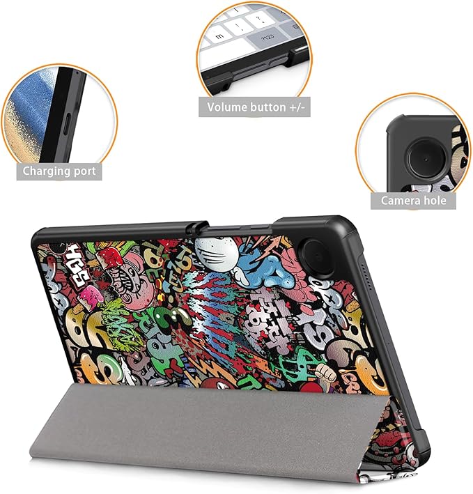 Case for Samsung Galaxy Tab A9 8.7 Inch 2023 SM-X110/X115/X117 Tablet,Slim Lightweight Stand PC Cover for Galaxy Tab A9 Tablet,Graffiti