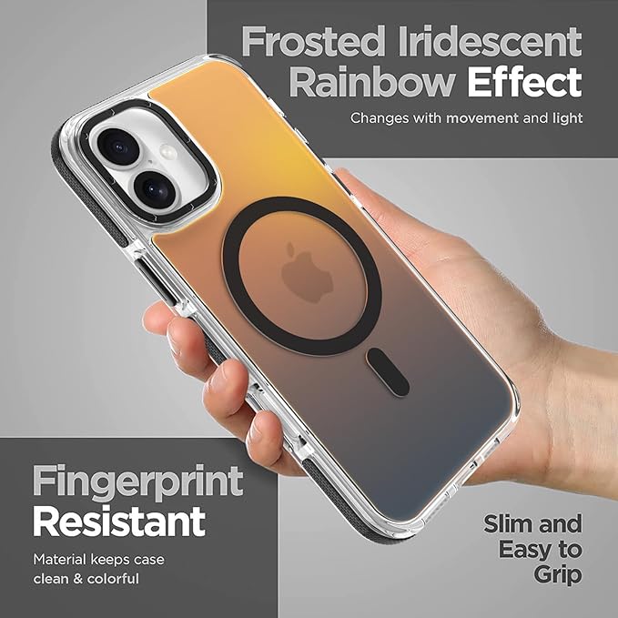 MOWIME Magnetic Case for iPhone 16 Plus [Compatible with Magsafe] [Cute Fashion Fluorescent Design] [1 Screen Protector] Slim Translucent Matte Case for iPhone 16 Plus 6.7" 2024, Black