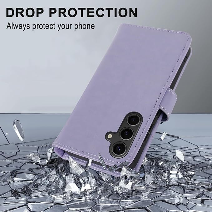 MONASAY Wallet Case Fit for Samsung Galaxy S23 FE 6.4 inch 5G,[RFID Blocking] Flip Folio Leather Cell Phone Cover with Credit Card Holder, Lavenders