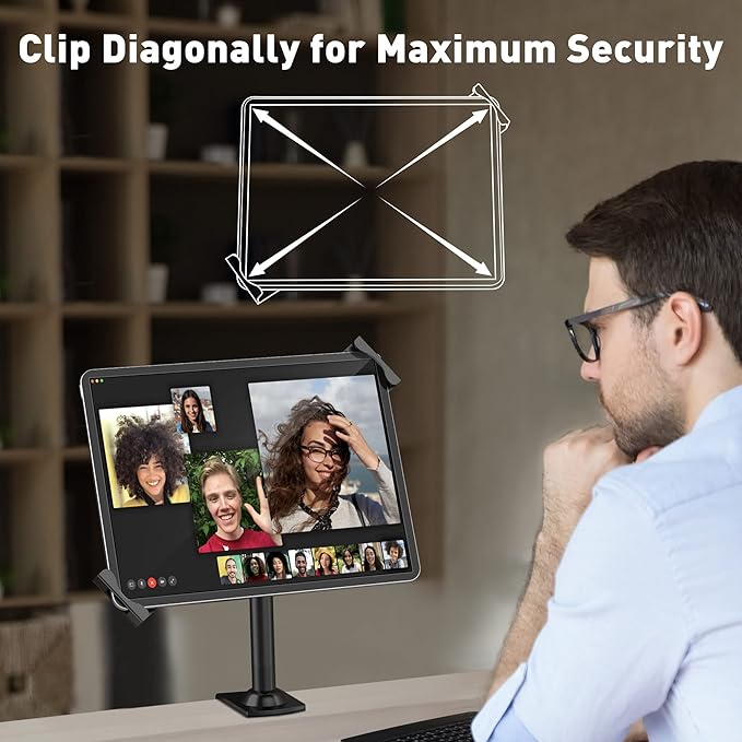 AboveTEK Anti Theft Locking Tablet Stand Holder - 360/320 POS Swivel - Lockable Tablet Security Stand Lock, Desktop Table Clamp Mount Fits 7 to 11 Inch iPad Fire Microsoft Galaxy Tab Google (Black)