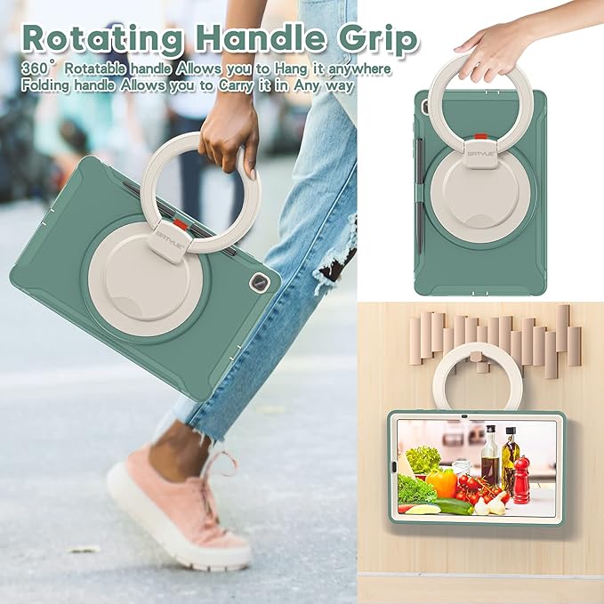 BATYUE Case for Samsung Galaxy Tab S6 Lite 10.4 Inch 2024/2022/2020 (SM-P610/P613/P615/P619/P620/P625/P627), Protective Rugged Cover with Stand, for Kids, Boys, Girls, Emerald Green