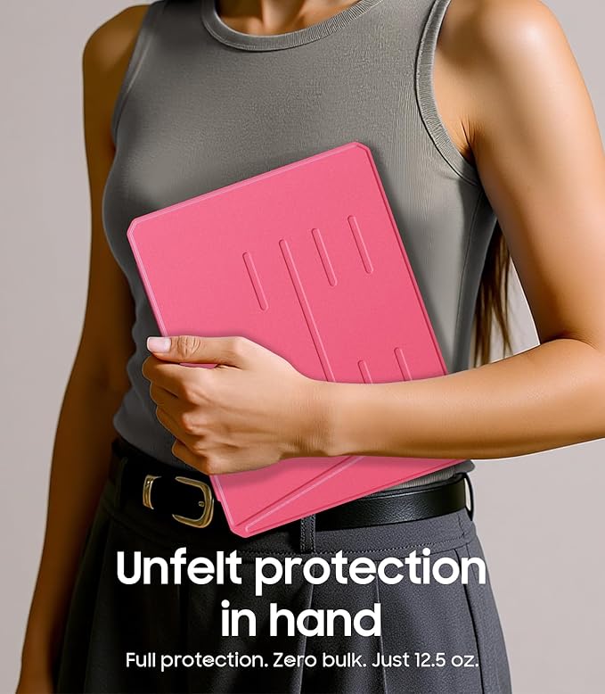 Fintie Vertical Stand Case for iPad (A16) 11th Generation 11 Inch (2025), iPad 10th Generation 10.9 Inch (2022), Multi-Angle Viewing Clear Cover with Pencil Holder, Magnetic Ultra-Stable, Pink