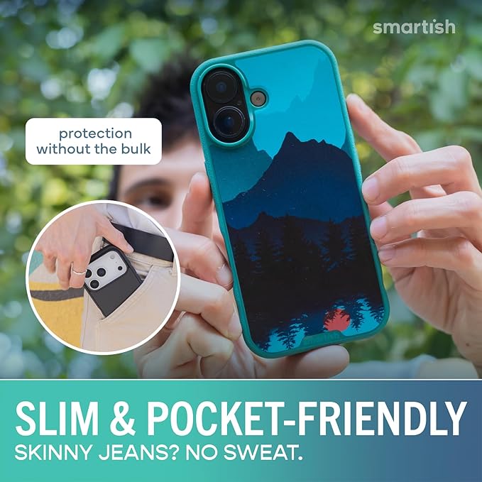 Smartish® iPhone 17 MagSafe Case - Gripmunk Magnetic Slim Case [Lightweight + Protective] Thin Grip Cover with Microfiber Lining for Apple iPhone 17 - Moving Mountains