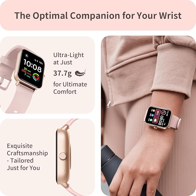 Smart Watch for Women, Alexa Built-in, 1.8" Touch Screen Fitness Tracker, Make/Answer Calls, Heart Rate/Sleep/SpO2 Monitor, Pedometer, IP68 Waterproof Watches for Android iPhone, 101+ Sport Modes