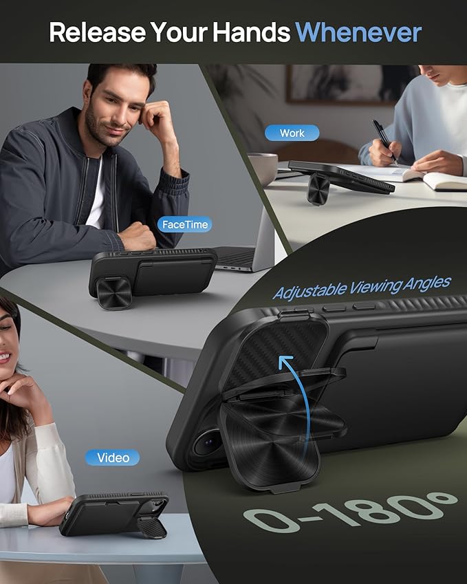 for iPhone 16e Case Wallet, Built-in Stand & Card Holder & Camera Lens Cover, Full Body Protective Rugged Multifunctional Kickstand Heavy Duty Phone Cover Case for iPhone 16e 6.1" 2025, Black