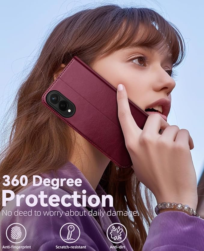 OCASE Compatible with Galaxy S25 Edge Wallet Case, PU Leather Flip Folio Case with Card Holders RFID Blocking Kickstand [Shockproof TPU Inner Shell] Protective Phone Cover 2025, Burgundy