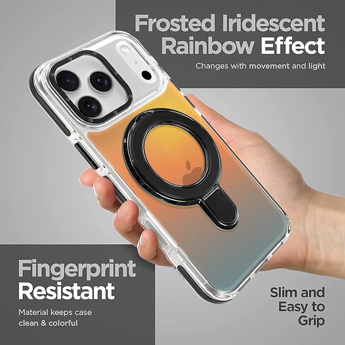 MOWIME Magnetic for iPhone 17 Pro Max Case with Stand [Compatible with Magsafe] [Fashion Fluorescent Design] [1 Screen Protector] Slim Translucent Matte Case for iPhone 17 Pro Max 6.9" 2025, Black