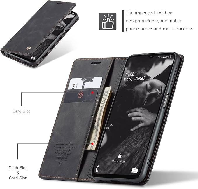 for Samsung Galaxy A23 5G/4G Case, Flip Wallet Leather Case with Card Holder Magnetic Closure Shockproof Kickstand Protective Phone Cases Cover for Samsung A23,Black