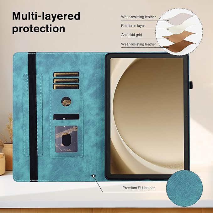 Case for Samsung Galaxy Tab A7 Lite 8.7 Inch 2021 (SM-T225/T220/T227), Slim PU Leather Folio Cover with Multi-Angle Stand and Pen Holder, Light Green