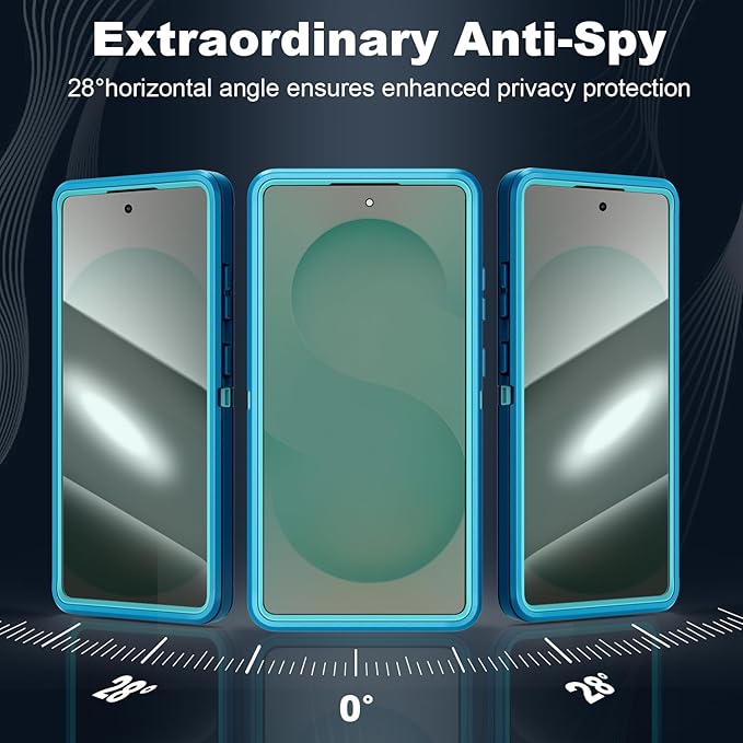 Designed for Samsung Galaxy S24 Ultra Case [with Privacy Screen Protector] 3-Layer Full Body Protection Rugged Shockproof Heavy Duty Phone Case Cover, Turquoise
