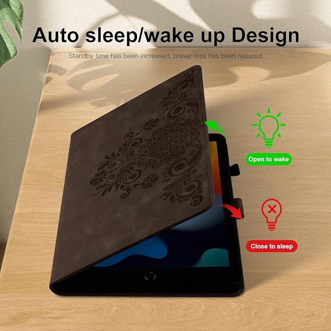 Case for Galaxy Tab A9+ Case 11 Inch, Retro Samsung Galaxy Tab A9 Plus Cover SM-X210/215 with Carved Flap, Magnetic Buckles Design, Stand Function Brown