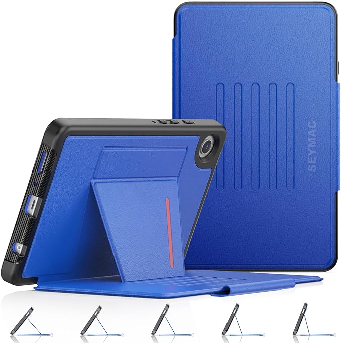 SEYMAC stock Case for Samsung Galaxy Tab A9 8.7'', Case with Magnetic Multi-Angles Stand, Card Slot for Galaxy Tab A9 8.7'' SM-X110/X115/X117, (Blue)
