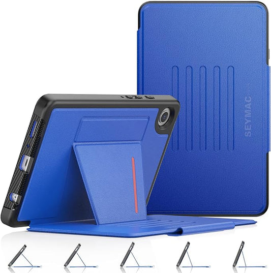 SEYMAC stock Case for Samsung Galaxy Tab A9 8.7'', Case with Magnetic Multi-Angles Stand, Card Slot for Galaxy Tab A9 8.7'' SM-X110/X115/X117, (Blue)