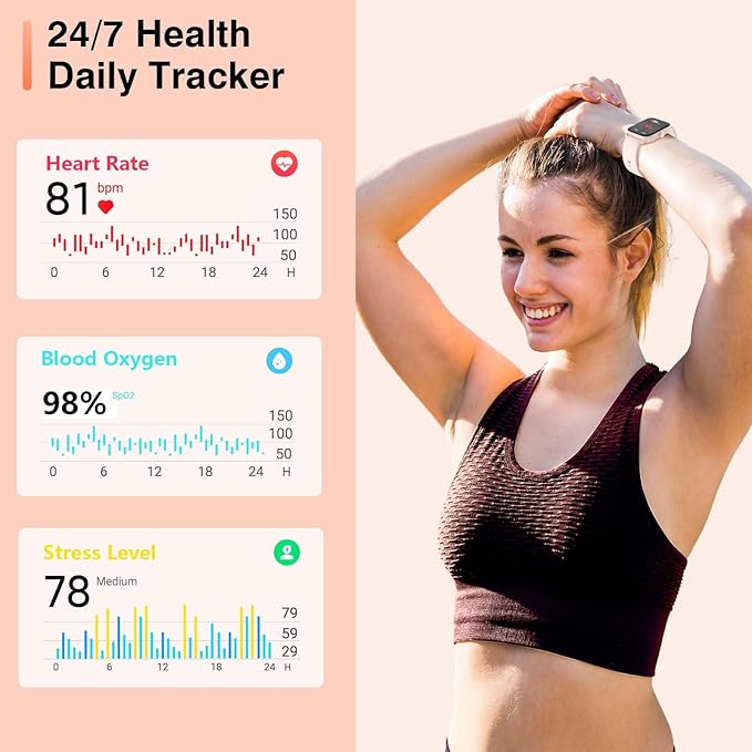 Smart Watch for Women Men, Smartwatch 1.8'' Alexa Fitness Tracker IP68 Waterproof Smart Watches for Women Compatible for Android & iOS with Bluetooth Calls, IP68 Heart Rate/Sleep/SpO2 Monitor, 110+