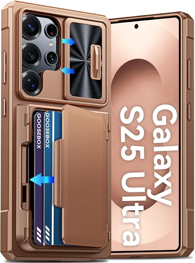 for Samsung Galaxy S25 Ultra Case Wallet with RFID [Cards Holder][Camera Cover][Edge Raised] Full Body Shockproof Silicone Protective Phone Case for Galaxy S25 Ultra 6.9" 2025 (Desert Gold)