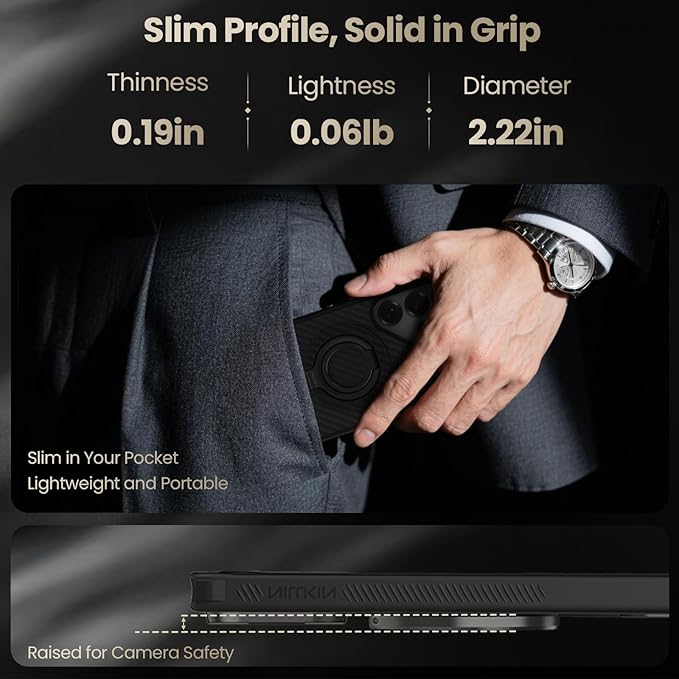 Nillkin MagSafe Phone Grip Ring Holder for Double Sided Magnet, Removable Magnetic Phone Ring Holder with Stand for iPhone 17/16/Pixel MagSafe Case, Lauren Fiber, Magsafe Ring Stand, Phone Kickstand