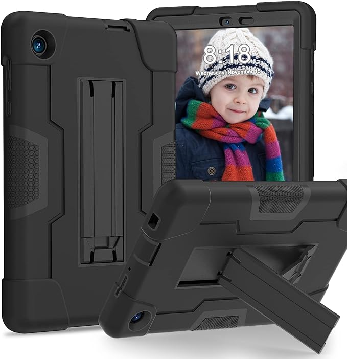 Bingcok for TCL TAB 8 LE Case, TCL TAB 8 Case for Kids, Heavy Duty Rugged Full-Body Hybrid Shockproof Drop Protection Cover for TCL Tab 8 LE (Model:9137W) 2023/TCL Tab 8 WiFi (Model:9132X) (1-Black)