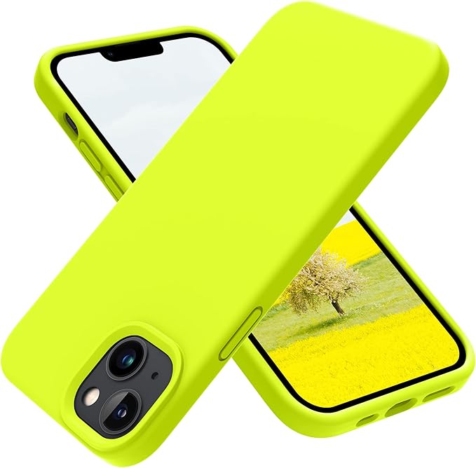 OTOFLY Designed for iPhone 14 Case, Silicone Shockproof Slim Thin Phone Case for iPhone 14 6.1 inch (Fluorescent Yellow)