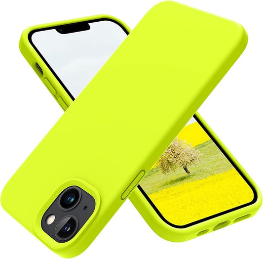 OTOFLY Designed for iPhone 14 Case, Silicone Shockproof Slim Thin Phone Case for iPhone 14 6.1 inch (Fluorescent Yellow)