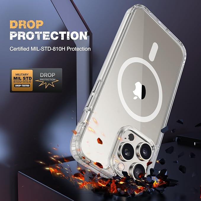 Diaclara Magnetic for iPhone 13 Pro Max Case, [with Privacy Screen Protector] [Anti Spy] [Military Grade Drop Protection] Heavy Duty Full-Body Shockproof Phone Case, Clear