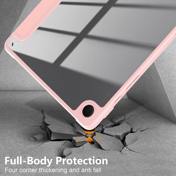Case for Galaxy Tab A9+/A9 Plus 11 inch 2024,Shockproof Cover with Clear Transparent Back Shell Case for (SM-X210/X215/X216) Auto Wake/Sleep Function,Pink