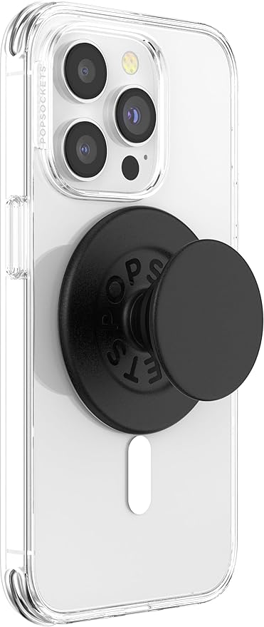 PopSockets Phone Grip for MagSafe with Kickstand, Magnetic Stand, Swappable Top, Secure Hold for iPhone MagSafe Cases, Phone & Tablet Grip - Black
