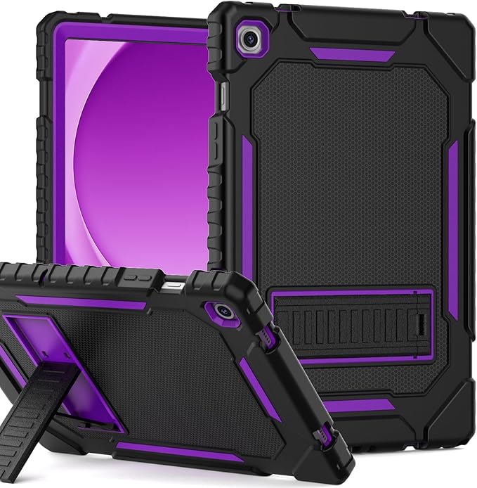 Grifobes for Samsung Galaxy Tab A9 Plus 11 Inch 2023 Cases, Heavy Duty Shockproof Rugged Cover for New Samsung Tablet A9+ 11" / 10.9" Case (SM-X210/X216/X218) with Kickstand for Kids, Black+Purple