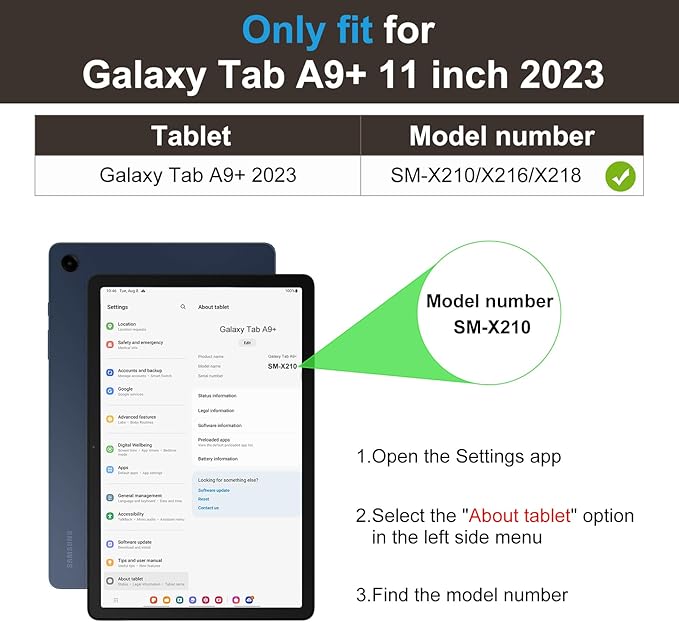DTTO for Samsung Galaxy Tab A9 Plus 11 inch Case 2023, Premium Leather Business Folio Stand Cover with Hand Strap for Galaxy Tab A9+ 11'' 2023 Model (SM-X210/X216/X218) - Auto Wake/Sleep, Dark Brown