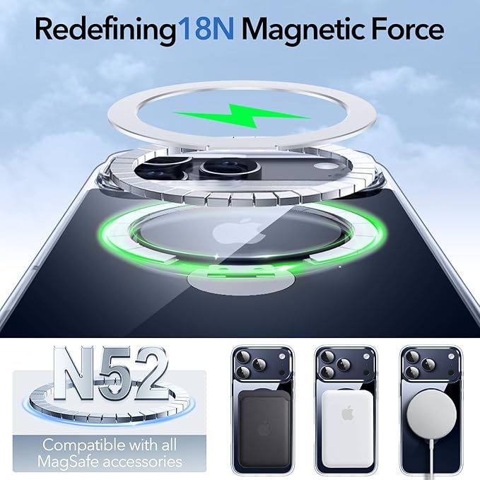 Anqrp 360° All-in-ONE Crystal Clear Case for iPhone 17 Pro with Rotatable Magnetic Stand, Compatible with Mag-Safe, Anti-Yellowing Transparent MIL-Grade Shockproof Phone Case Cover for iPhone 17 Pro