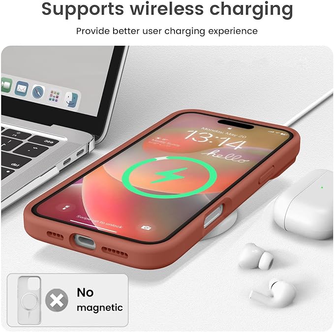 Vooii Compatible with iPhone 16 Pro Case, Liquid Silicone Upgrade [Camera Protection] [Soft Anti-Scratch Microfiber Lining] Shockproof Phone Case for iPhone 16 Pro 6.3 inch - Caramel