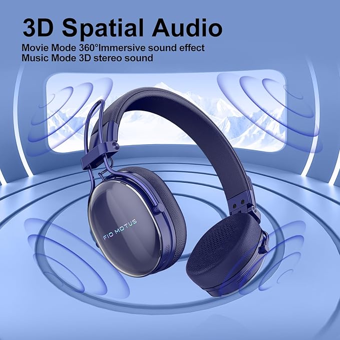 Wireless Bluetooth On-Ear Headphones:with Active Noise Cancellation - Hi Res Sound Up to 55H Battery Life, Lightweight, Comfortable, Foldable Design