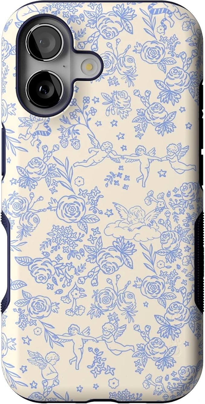 Casely iPhone 17 Case | Cupid's Canvas | Periwinkle Floral | Bold Protective Design | Compatible with MagSafe