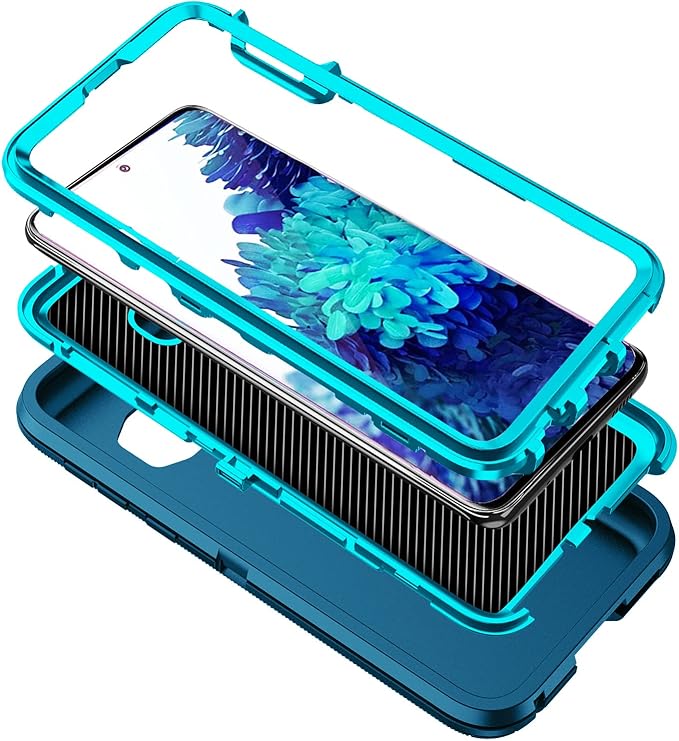 for Galaxy S20 FE 5g Case,Shockproof Dropproof Dustproof 3-Layer Full Body Protection Rugged Heavy Duty High Impact Hard Cover Case for Galaxy S20 FE 6.5 inch,Turquoise