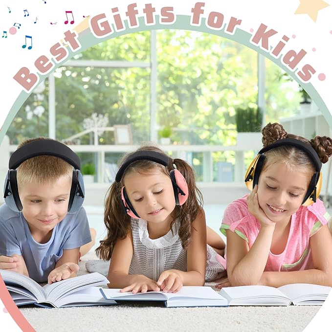 Amylove 6 Pcs Kids Noise Cancelling Headphones 27db Adjustable Earmuffs for Autism Sensory Toddler Children(Cute Style,Happie Boho Color)