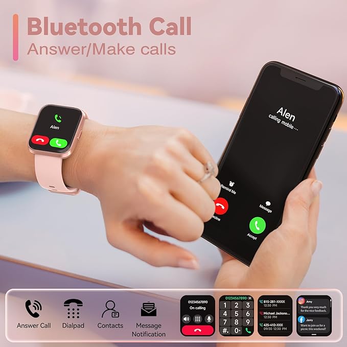Smart Watches for Women, Alexa Built-in Fitness Watch with 1.8" LCD Screen & Bluetooth Call (Make/Answer), Heart Rate/SpO2/Sleep Monitor, 100 Sports, IP68 Waterproof Smartwatch for Apple Android