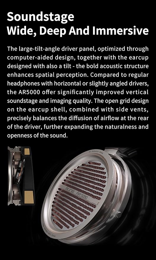Aune AR5000 Full-Size Open-Back Headphones with MLD Driver, Dynamic Driver, Detachable Cable, Over-Ear HiFi Hi-Res Audiophile Headphones for HiFi System, Home Audio, DAP (AR5000 EU)