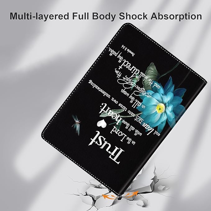 Case for Samsung Galaxy Tab A9 Plus 11 inch 2023，Slim Fit Foldable Standing Cover Case with Auto Sleep/Wake for Galaxy Tab A9+ 11’2023 (SM-X210/X216/X218)，Blue Lotus Flower Dragonfly