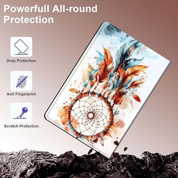 Case for Samsung Galaxy Tab S10 FE/ S9 FE 5G 10.9 Inch/Tab S9 11 Inch, Slim PU Leather Stand Cover with Auto Wake/Sleep, Multi-Angle Viewing & Shockproof, Dreamcatcher