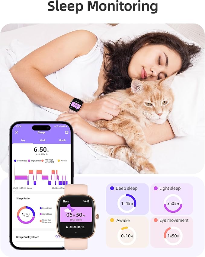 Parsonver Smart Watch for iOS and Android Phones(Answer/Make Calls), HD Screen Watches for Women, IP68 Waterproof Fitness Tracker Watch with Heart Rate Sleep Monitor, Steps Calories Counter, Rose Gold