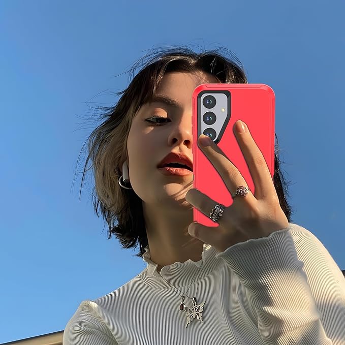 Designed for Samsung Galaxy S24 Plus/S25 Plus Case [with Privacy Screen Protector] 3-Layer Full Body Protection Rugged Shockproof Heavy Duty Phone Case Cover, Red/Black