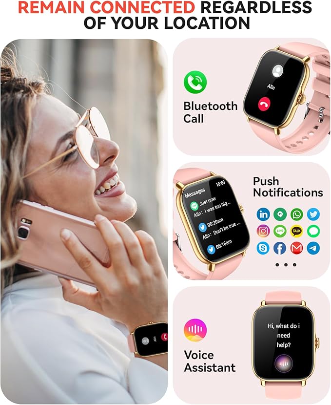 Smart Watch for Women Men- Answer/Make Call, 2025 IP68 Waterproof Fitness Step Sleep Tracker Watch with Monitor Activity Counter Smartwatch for Andriod iPhone iOS Samsung Compatible