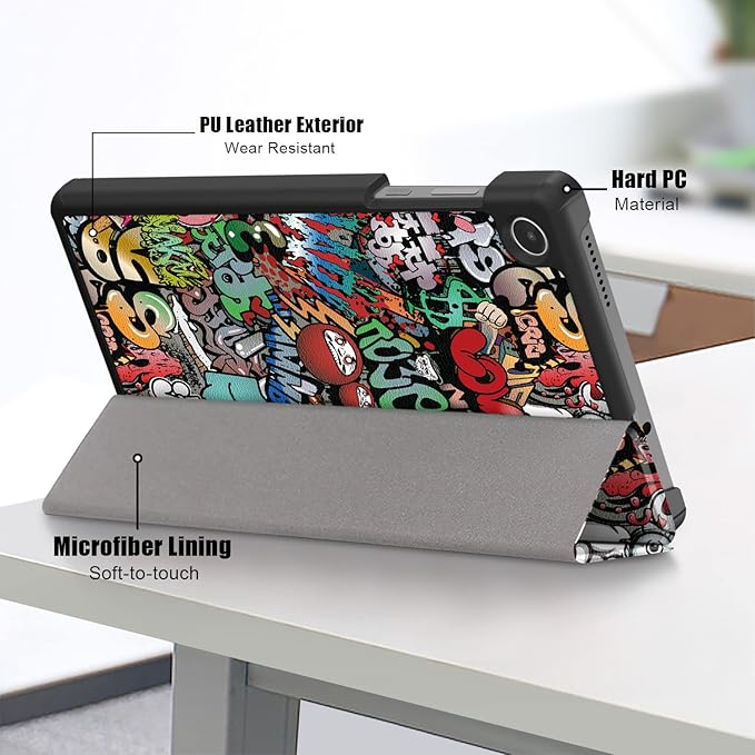 Case for Lenovo Tab M8 4th Gen 2023, Folding Folio Ultra-Thin PU Leather Stand Case Cover for Lenovo Tab M8 4th Gen TB-300FU Graffiti